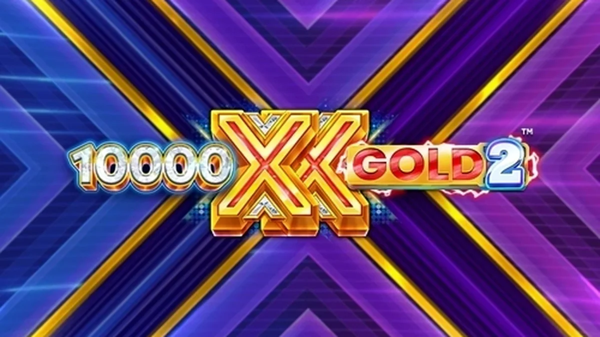 Tampilan visual slot 10,000 X Gold 2 dengan simbol emas dan pola biru berkilau